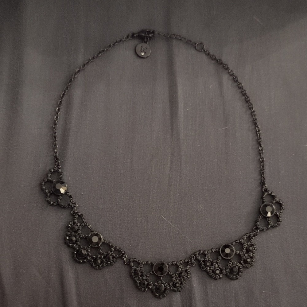 Liz Claiborne Black Lace-Style Crystal Necklace